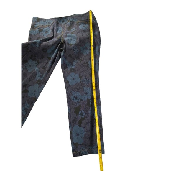 Van Heusen Womens Floral Print Stretch Pants Size 16 Short Blue Black - Picture 10 of 11